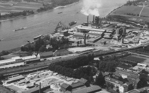 Ein Panorama von Oberkassel, zirka Mitte der 60er Jahre. Quelle: Archiv Heimatverein Bonn-Oberkassel e.V.