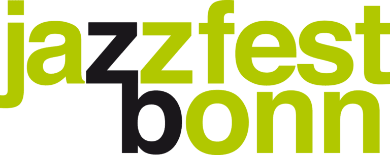 Grüner und schwarzer Schriftzug jazzfest bonn auf transparentem Hintergrund.